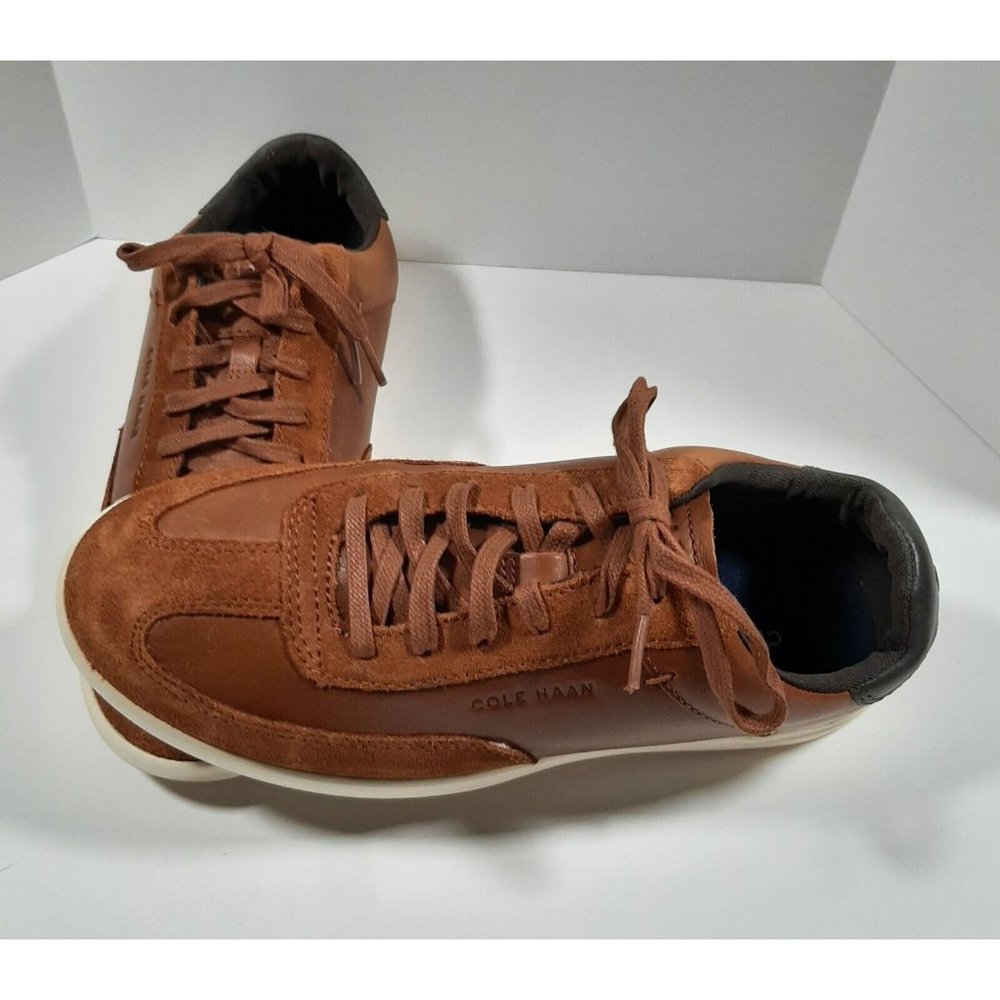 Mens Cole Haan Grand OS Casual Brown Leather Sneakers Size 7M